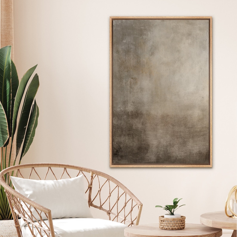 Framed Canvas Wall Art Abstract Beige Brown Neutral Wall Art Print ...