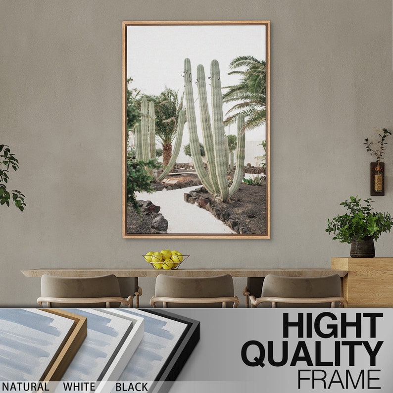 Framed Canvas Wall Art Set of 3 Green Cactus Desert Landscape Photography Prints Minimalist Modern Art Western Decor image 7