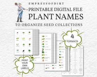 Afdrukbare groentenamen en afbeeldingen, afdrukbare tuinplantlabels, printables voor het organiseren van zaden, tuinplantlabelsjablonen, PDF