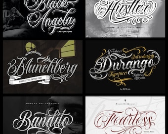 Fuente Munchberg, Fuente Black Angelo, Fuente Hustler, Fuente Fearless Tattoo, Fuente Durango, Fuente Bandito
