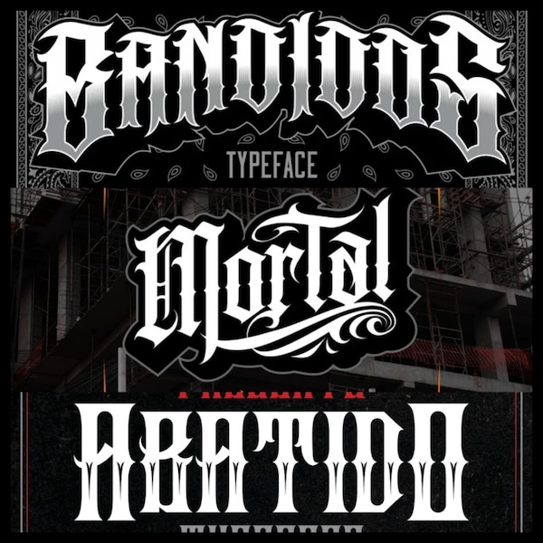 Banditos font, Abatido font, Mortal font