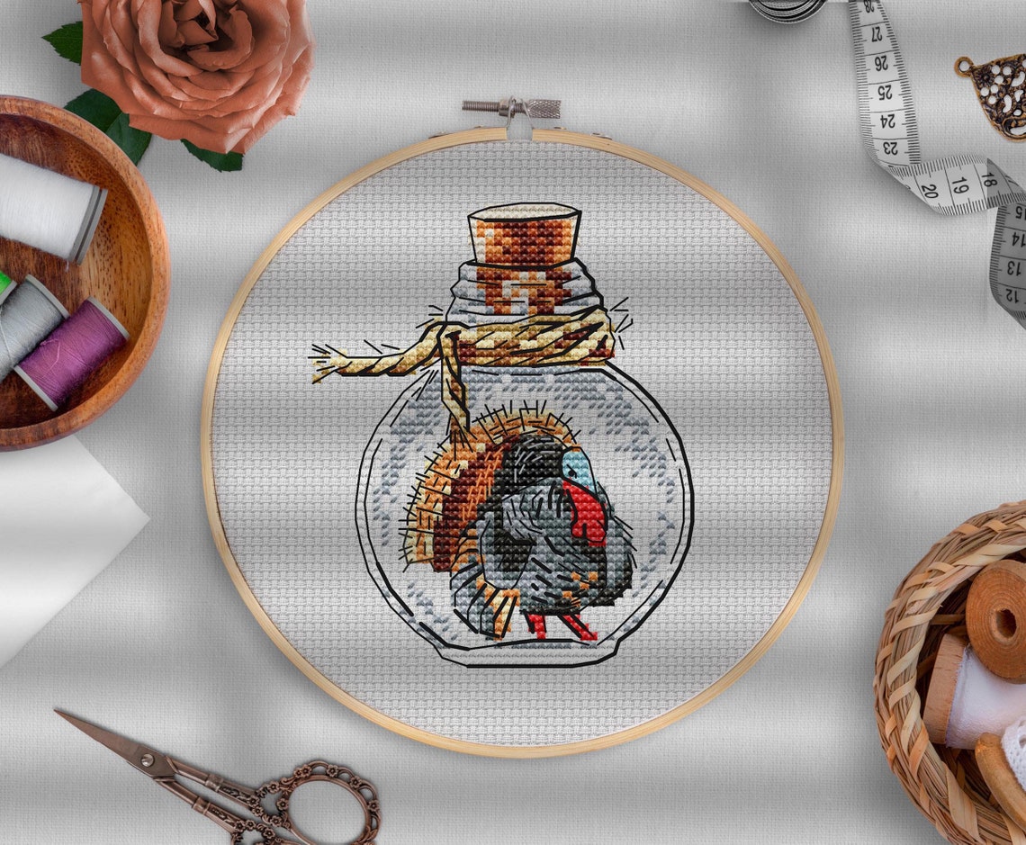 Turkey Cross Stitch Bottle Cross Stitch Bird Cross Stitch Pattern PDF