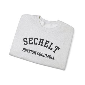 Sechelt, Columbia Británica (Sudadera unisex de cuello redondo de mezcla gruesa), recuerdo de Sunshine Coast, Columbia Británica, acogedor jersey costero (fuente negra) imagen 13