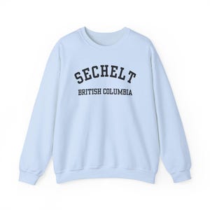 Sechelt, Columbia Británica (Sudadera unisex de cuello redondo de mezcla gruesa), recuerdo de Sunshine Coast, Columbia Británica, acogedor jersey costero (fuente negra) imagen 1