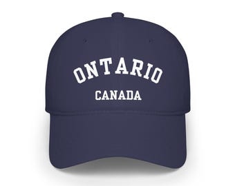 Ontario, Canada (Unisex Low Profile Baseball Cap) Souvenir - white font, Bold Provincial Pride