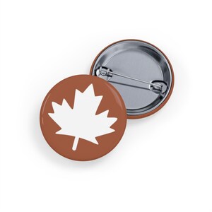 White Maple Leaf (pin/button) Canada Canadian White-Warm Brown Cappuccino Patriotic Badge