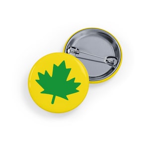 Green Maple Leaf (pin/button) Canada Canadian Patriotic Badge, Green & Yellow