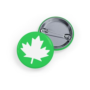 White Maple Leaf (pin/button) Canada Canadian White-Green Patriotic Badge