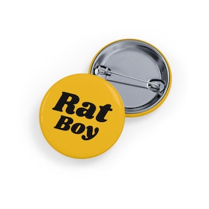 Rat Boy  Pin/Button - Yellow, Rodent Lover, Goth Grunge, Alternative Fashion, Vermin Core