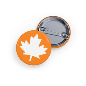 White Maple Leaf (pin/button) Canada Canadian White-Orange Patriotic Badge