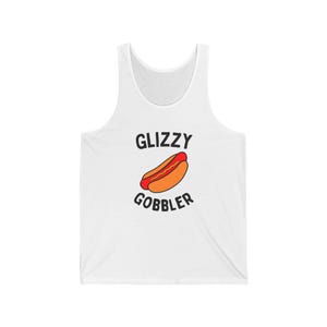 Glizzy Gobbler (Unisex Jersey Tank) -black font - hot dog fan, gym work out sleeveless shirt