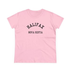 Halifax, Nova Scotia (Women&#39;s Midweight Cotton Tee) black font - East Coast Canada Tee, Maritime Pride, Citadel Hill, Harbourfront