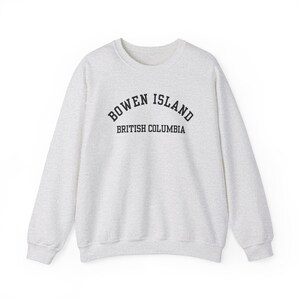 Bowen Island, British Columbia (Unisex Heavy Blend Crewneck Sweatshirt) West Coast BC Souvenir, Gulf Islands pnw Outdoor Wear - Black Font