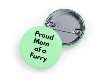 Mamá orgullosa de un Furry (Pin) Botón antropomórfico del fandom Furry, Orgullo Fursuit y accesorio para convenciones de artistas Furry - Verde suave