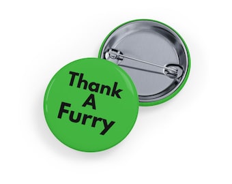 Thank A Furry (Anstecker, 4 Größen) Furry Fandom Appreciation, Süßes & Verspieltes Accessoire - Vivid Green