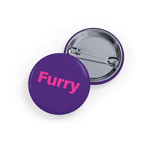 Furry (pin/button) Simple Pink Font on a Purple Background Minimalist Furry Pride