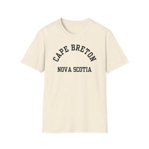 Cape Breton, Nova Scotia (Unisex Softstyle T-Shirt) - simple black font, Simple Halifax Tee, East Coast Pride Shirt, Nova Scotia Local Gift