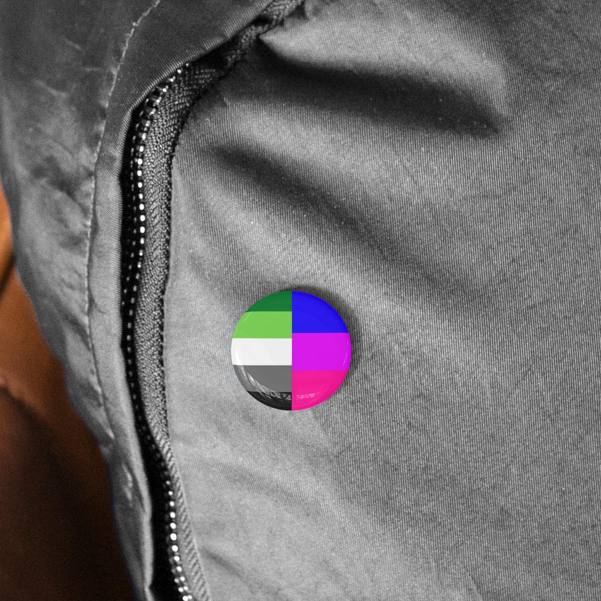 Aromantic Bisexual / Aro Bi Pride Flag Pin - Dual Identity