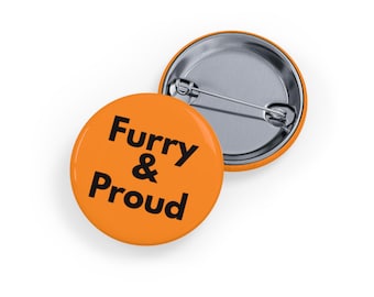 Furry and Proud (Pin) Furry Fandom Accessoire, Anthro Pride, Süßes & Lustiges Sammlerstück - Orange