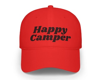 Happy Camper (Low Profile Baseball Cap) Outdoor & Camping Souvenir - Black font