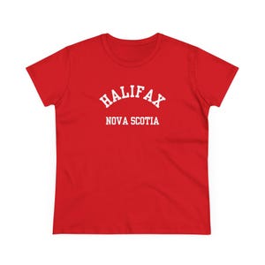 Halifax, Nova Scotia (Women&#39;s Midweight Cotton Tee) white font - East Coast Canada Tee, Maritime Pride, Citadel Hill, Harbourfront