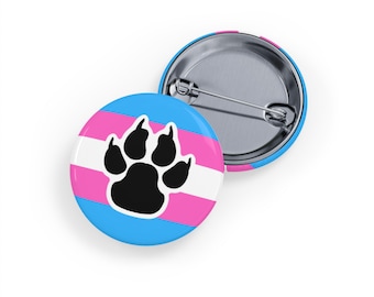 Furry Trans Pride Paw Pin - LGBTQIA+ Visability Button Badge for Fursuiters & Transgender Furries