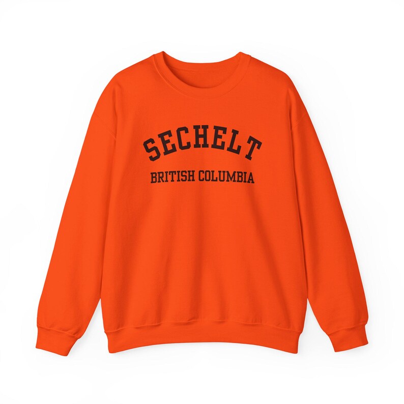 Sechelt, Columbia Británica (Sudadera unisex de cuello redondo de mezcla gruesa), recuerdo de Sunshine Coast, Columbia Británica, acogedor jersey costero (fuente negra) imagen 7