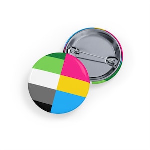 Pan aromatique / fierté pansexuelle (broches/bouton, 4 tailles) pan-aro, lgbt drapeau split LGBTQia+ bouton pour plus de visibilité et de joie