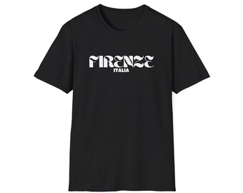 Firenze, Italia - wit lettertype (unisex softstyle T-shirt) Florence, Italië - Italiaans souvenir, reiscadeau, Tuscany Pride