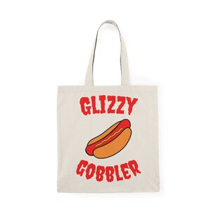 Glizzy Gobbler Tote Bag - Red Ketchup Drip Font / Punk Font