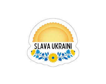 Slava Ukraini (binnen/buiten vinyl gestanste sticker) varenyky perogie perogy pierogi oekraïens oekraïne