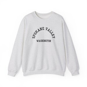 Spokane Valley, Washington (Unisex Heavy Blend Crewneck Sweatshirt) - simple black font