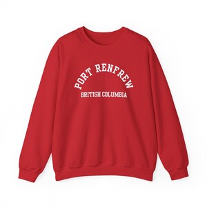 Port Renfrew, British Columbia (Unisex Heavy Blend Crewneck Sweatshirt) Vancouver Island Souvenir, Coastal BC pnw, kpop - White font
