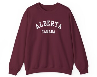 Alberta, Kanada (Unisex Heavy Blend Crewneck Sweatshirt) weiße Schrift, Western Canada Souvenir, Wild Rose Country, Albertan Prairie Pride Geschenk