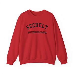 Sechelt, Columbia Británica (Sudadera unisex de cuello redondo de mezcla gruesa), recuerdo de Sunshine Coast, Columbia Británica, acogedor jersey costero (fuente negra) imagen 12