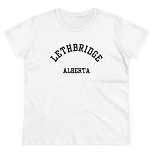 Lethbridge, Alberta (Women&#39;s Midweight Cotton Tee)  - simple black font