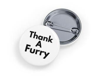Thank A Furry (Pin) Furry Fandom Wertschätzung, Süß & Verspielt Accessoire - Weiß