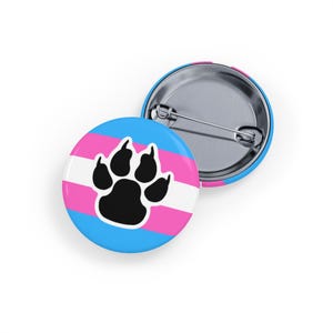 Furry Trans Pride Paw Pin - LGBTQIA+ Visability Button Badge for Fursuiters & Transgender Furries