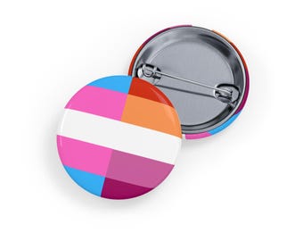 Transgender-Lesbian Pride Pin (4 sizes) - Dual/Split Trans Flag & Half Lesbian Flag Button | LGBTQIA+ WLW Trans Pride Badge