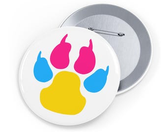 Pan/Pansexual Pride Paw Flag (pin/Badge, 4 sizes) Furry, LGBT lgbtia, fursuiter, Pansexuality