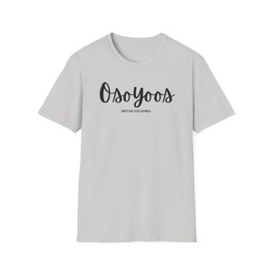 Osoyoos, British Columbia (Unisex Softstyle T-Shirt) trendy cursive font