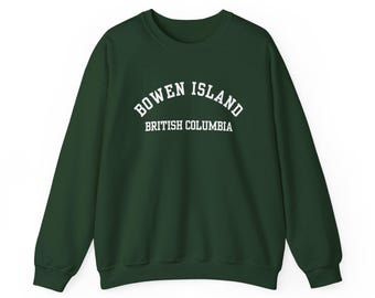 Isla Bowen, Columbia Británica (Sudadera unisex de cuello redondo de mezcla gruesa), recuerdo de la costa oeste de Columbia Británica, Islas del Golfo, ropa de exterior pnw - Fuente blanca