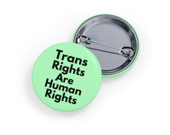 Trans Rights Are Human Rights (Trans Pride-pin/knop, 4 maten) - LGBTQIA+ Equality Badge, Trans Visibility & Ally Support Pin - Mintgroen