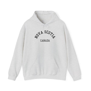 Nova Scotia, Canada (Unisex Heavy Blend Hooded Sweatshirt) - simple black font, Coastal Comfort, Atlantic Style, East Coast Pride