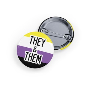 Insignia con pronombres elle/elles (pin/botón) Accesorio de identidad de género no binaria para el orgullo, la inclusión y la autoexpresión LGBTQ+
