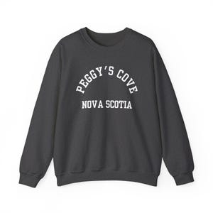 Peggy&#39;s Cove, Nova Scotia (Unisex Heavy Blend Crewneck Sweatshirt) - White Simple Font