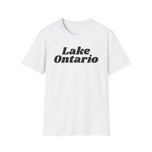 Lake Ontario - Simple Black font (Unisex Softstyle T-Shirt) the Great Lakes of North America