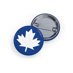 White Maple Leaf (pin/button) Canada Canadian White-Navy Blue Patriotic Badge