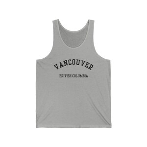 Vancouver, Columbia Británica (camiseta sin mangas de jersey): fuente negra sencilla, camiseta de verano de la costa oeste, corte urbano costero canadiense