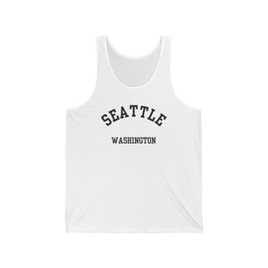 Seattle, Washington (Camiseta sin mangas) Camiseta unisex de recuerdo del Pacífico Noroeste - Ciudad lluviosa, regalo de viaje del Pacífico Noroeste de EE. UU. - fuente negra